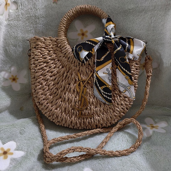 Saint Laurent Handbags - Saint Laurent Half-Circle Straw Bag